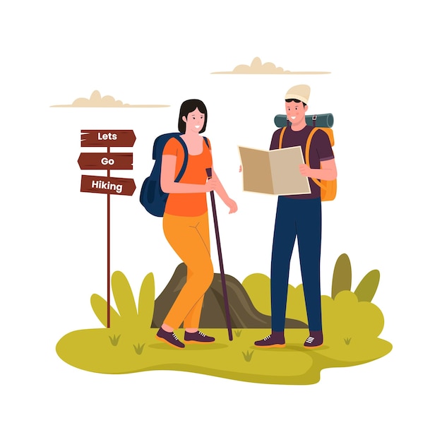 Vector wandelen illustratie plat concept