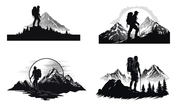 Vector wandelen logo avontuur