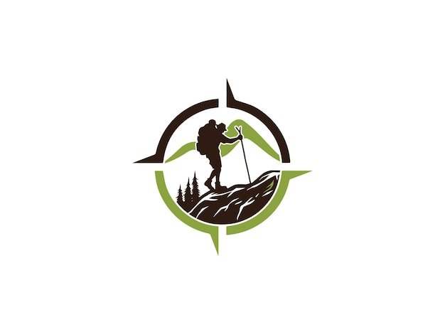 Vector wandelen mountain adventure logo template vector illustratie embleem design icon