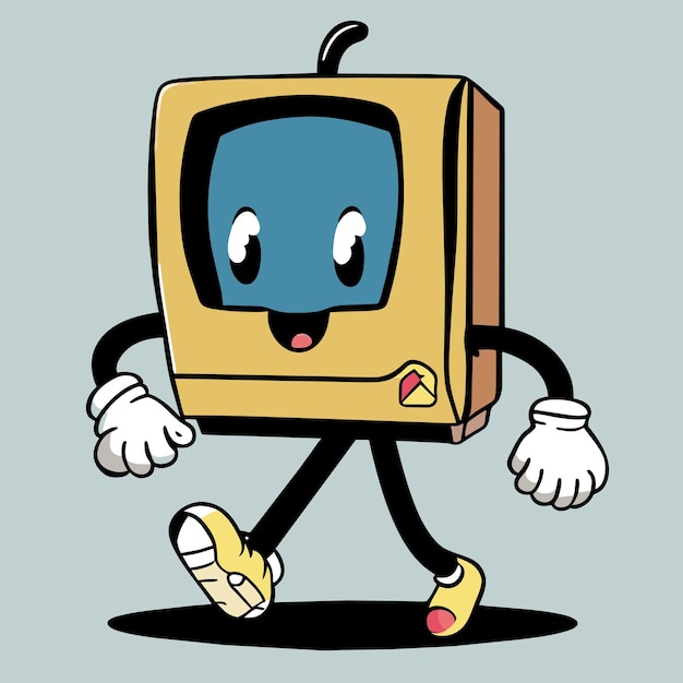 Wandelen TV hand getekende cartoon sticker pictogram concept geïsoleerde illustratie