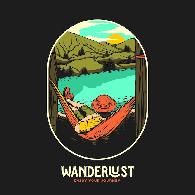 Wanderlust Adventure grafische illustratie