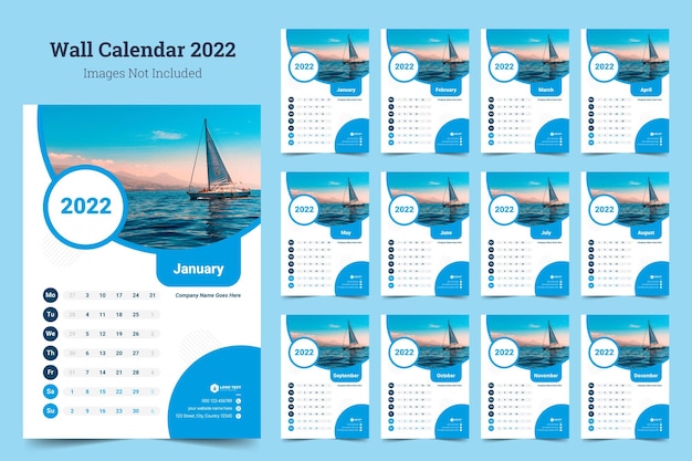 Wandkalender 2022 sjabloonontwerp