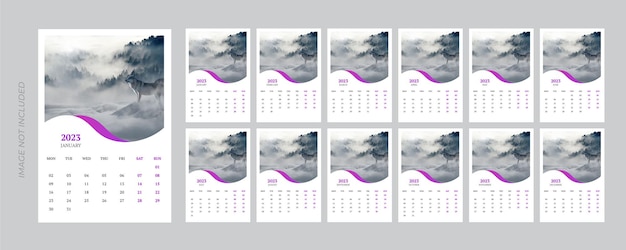 Vector wandkalender 2023 sjabloon