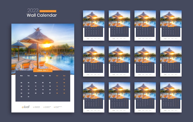 Wandkalender 2023 sjabloonontwerp