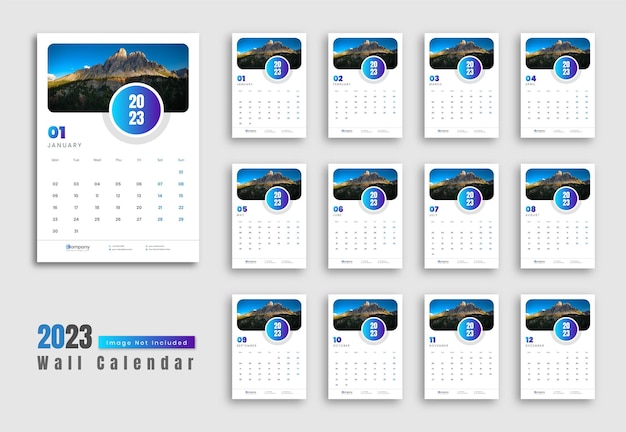 Wandkalender 2023 sjabloonontwerp