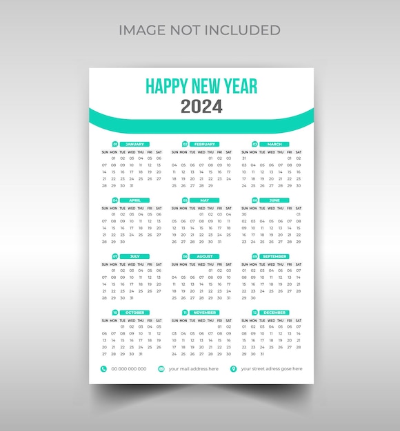 Wandkalender 2024 sjabloonontwerp