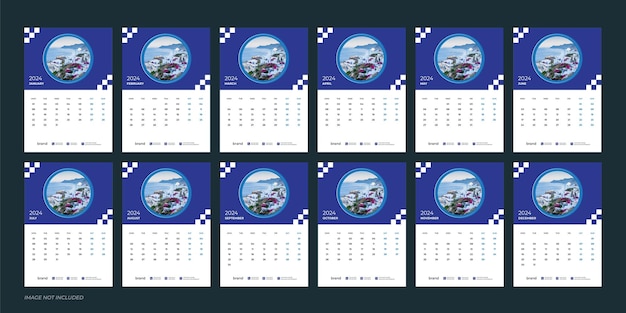 Vector wandkalender 2024 sjabloonontwerp