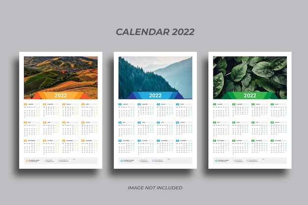 Wandkalender met één pagina 2022