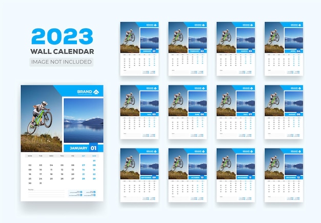 Vector wandkalender schema 2023 of gelukkig nieuwjaar moderne wandkalender 2023 sjabloonontwerp.