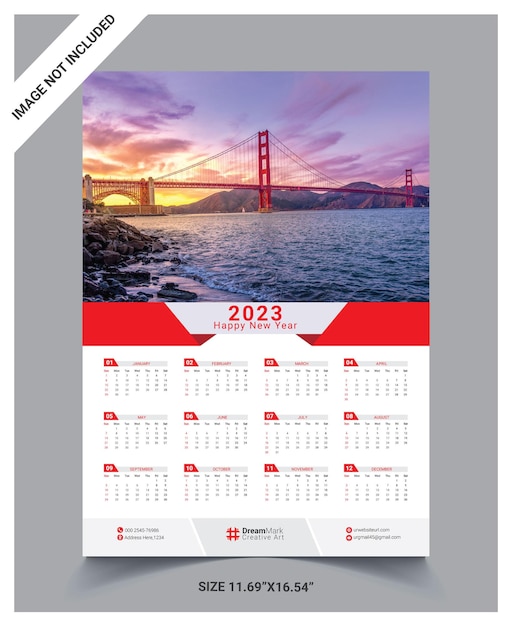 Wandkalender sjabloon 2023