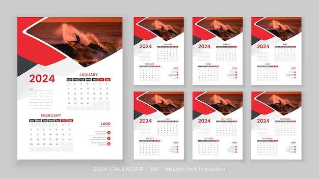 Wandkalender sjabloon 2024