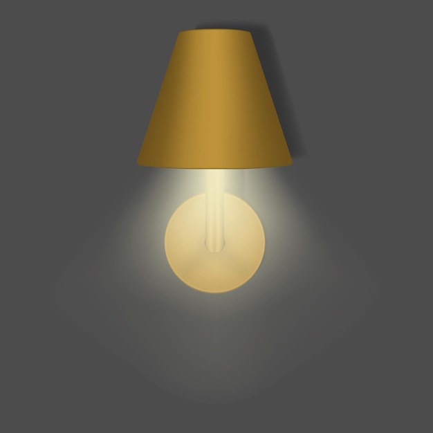 Wandlamp met lampenkap. modern interieur nachtlampje gouden bronzen kleur. vector illustratie