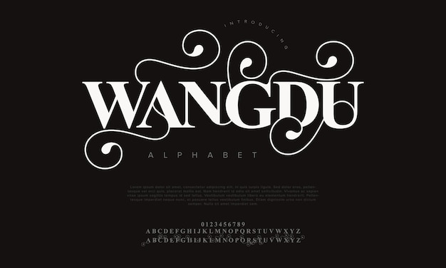 Vector wangdu premium luxury elegant alphabet letters and numbers elegant wedding typography classic serif