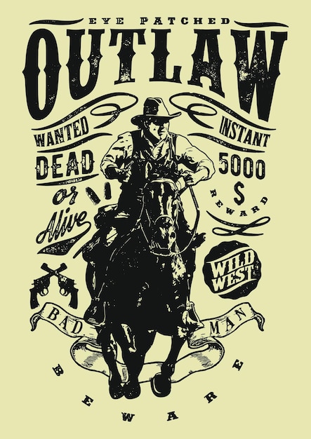 Vector wanted bad man outlaw dead instant