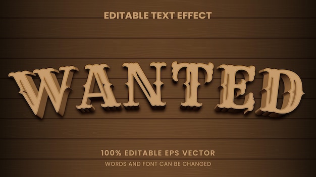 Wanted bounty wood 3d graphic style editable text effect