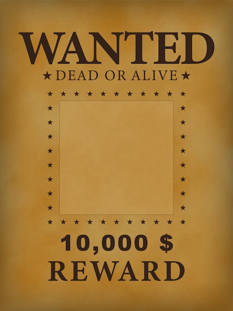 Vector wanted dead or alive frame .