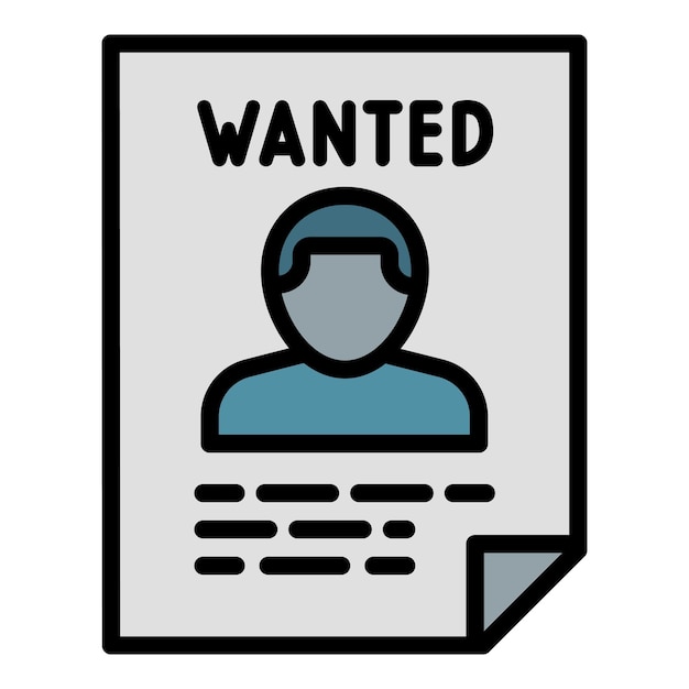 Wanted paper icon outline vector security gun element crime