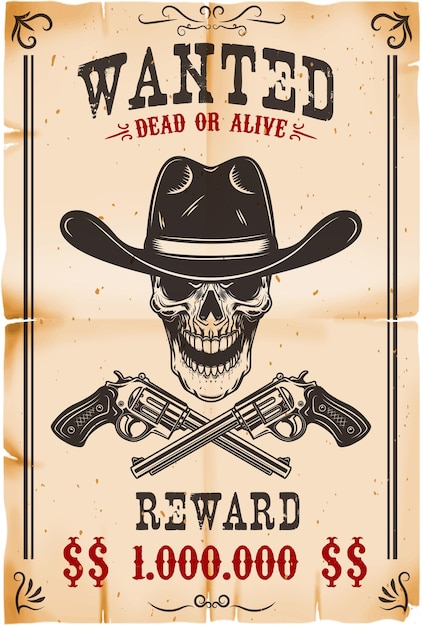 Wanted poster modello illustrazione