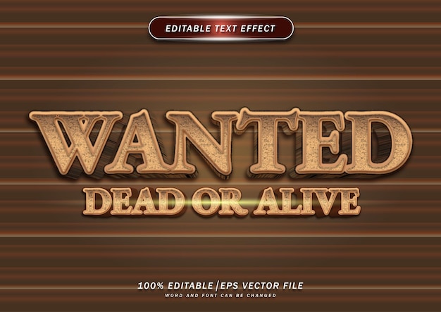 Wanted text with western style editable effect