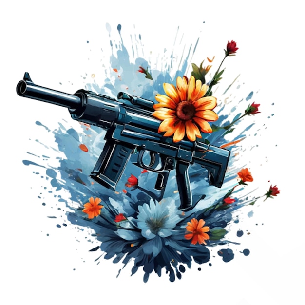 wapen met gele bloem die het concept van oorlog en vrede symboliseert vectorkunst geïsoleerd op wit