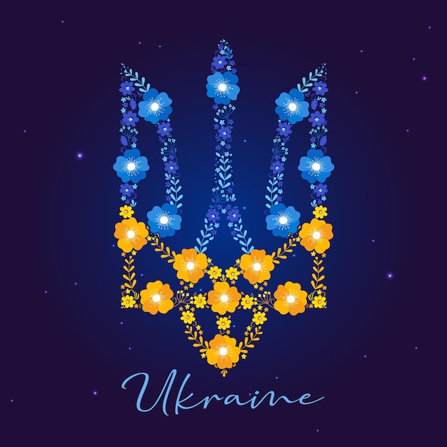 Wapen van Oekraïne van gele en blauwe bloemen