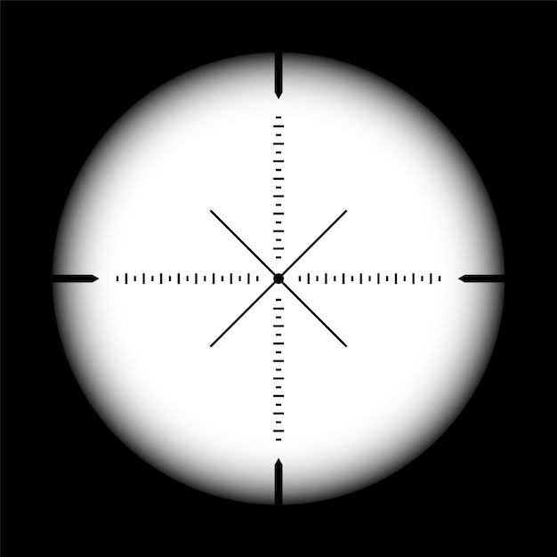 Vector wapen zicht sluipschutter geweer optische scope op zwarte achtergrond jacht pistool zoeker met kruispunt