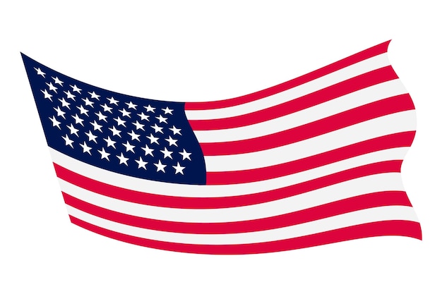 Wapperende vlag Amerikaanse vlag op witte achtergrond Nationaal vlag wapperend symbool Banner ontwerp element
