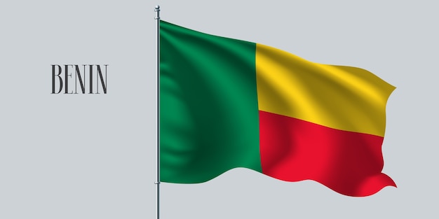 Wapperende vlag van benin op vlaggenmast illustratie