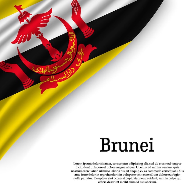 Wapperende vlag van brunei op wit