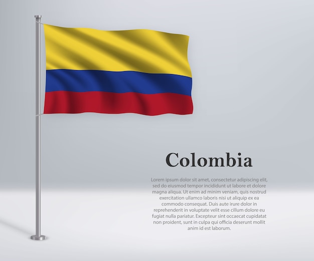 Wapperende vlag van Colombia op vlaggenmast
