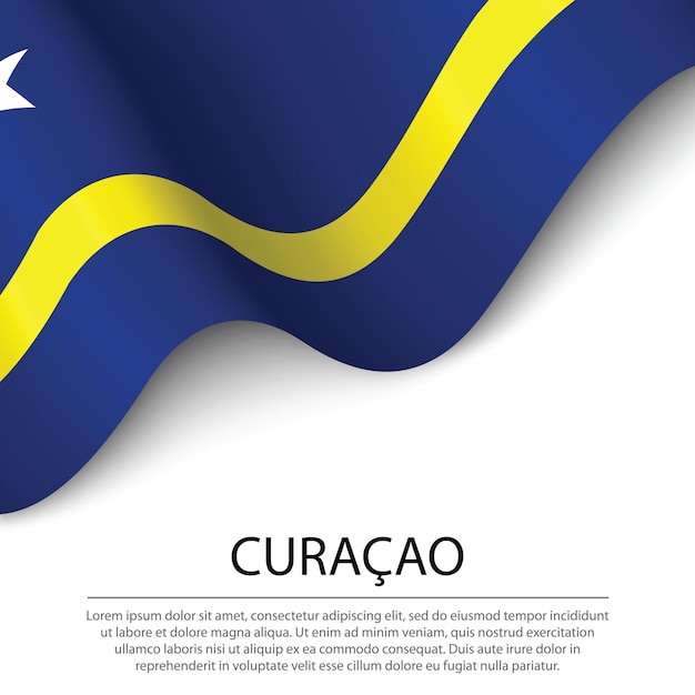 Wapperende vlag van curaçao op witte achtergrond. banner of lint vector sjabloon voor onafhankelijkheidsdag