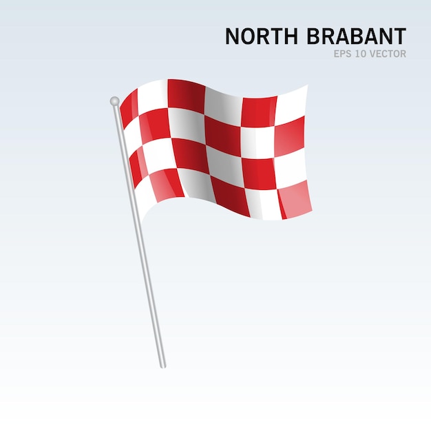 Wapperende vlag van de provincies van noord-brabant van nederland geïsoleerd op een grijze achtergrond
