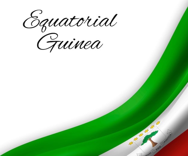 Wapperende vlag van equatoriaal-guinea op witte achtergrond.
