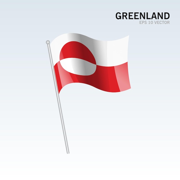 Wapperende vlag van groenland geïsoleerd op grijs