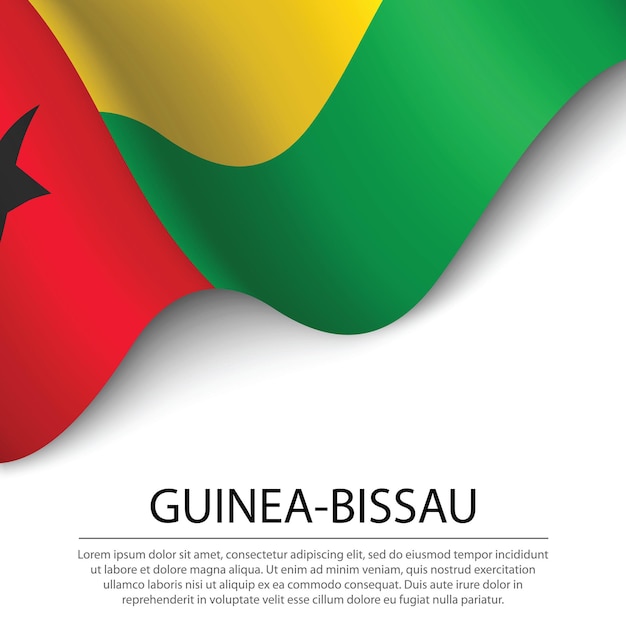 Wapperende vlag van Guinee-Bissau op witte achtergrond. Banner of lint vector sjabloon voor onafhankelijkheidsdag