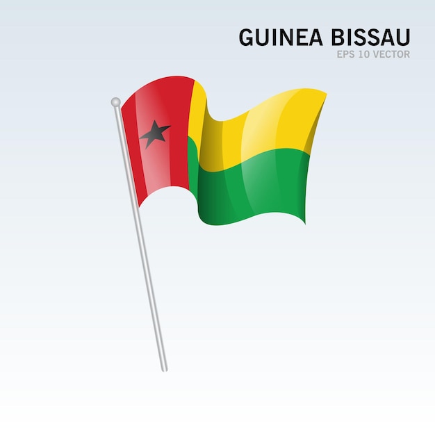 Wapperende vlag van Guinee geïsoleerd op grijs