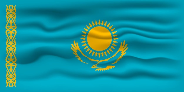 Wapperende vlag van het land Kazachstan Vector illustratie