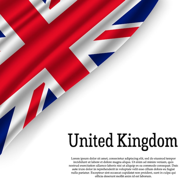 Wapperende vlag van het Verenigd Koninkrijk op wit