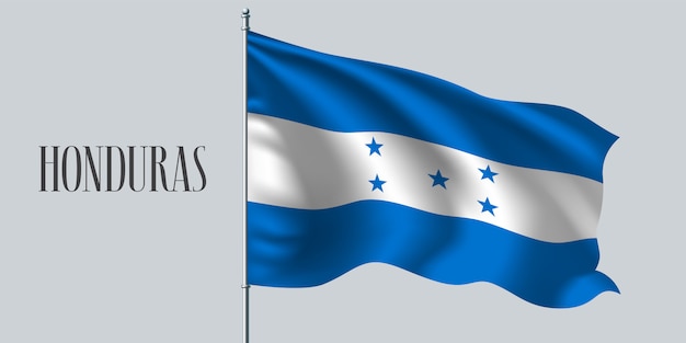 Wapperende vlag van Honduras op vlaggenmast