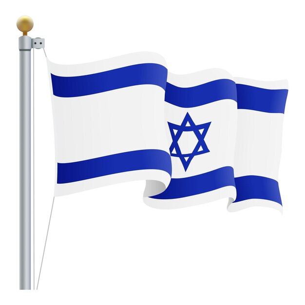 Wapperende vlag van Israël geïsoleerd op een witte achtergrond vectorillustratie