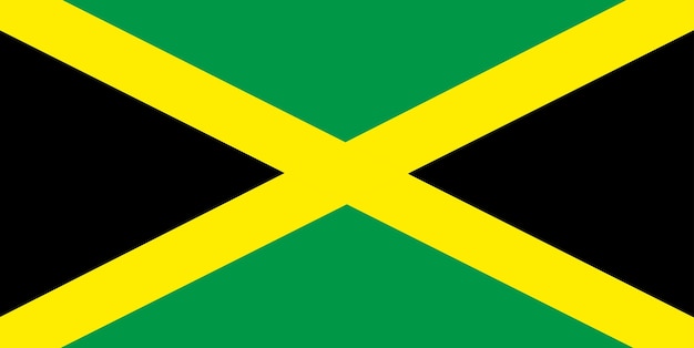 Vector wapperende vlag van jamaica fladderende textiel jamaicaanse vlag the cross zwart groen en goud