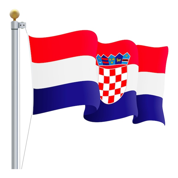 Wapperende vlag van kroatië geïsoleerd op een witte achtergrond vectorillustratie