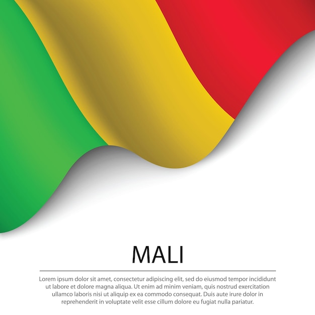 Wapperende vlag van Mali op witte achtergrond. Banner of lint vector sjabloon voor onafhankelijkheidsdag