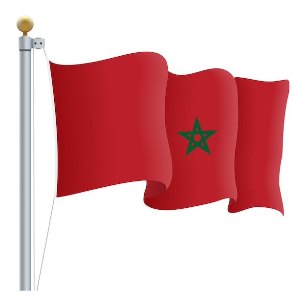 Wapperende vlag van Marokko geïsoleerd op een witte achtergrond vectorillustratie
