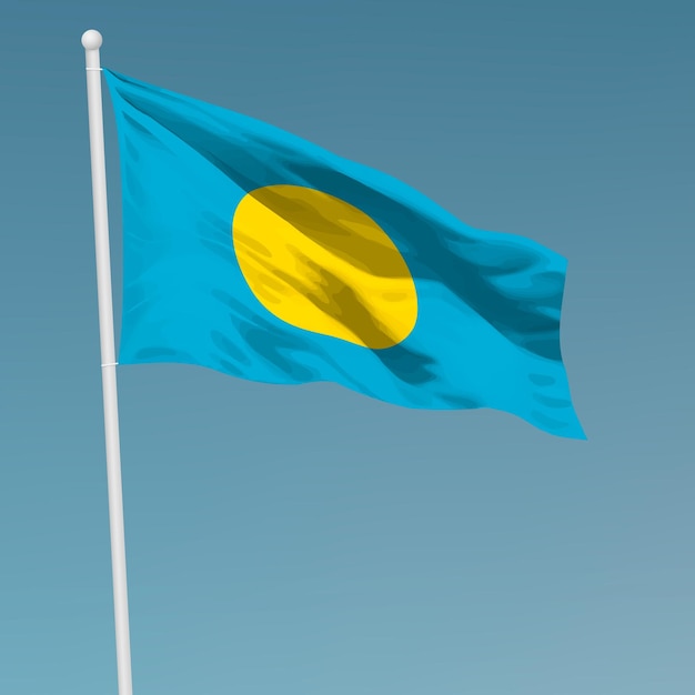 Wapperende vlag van Palau op vlaggenmast Sjabloon voor onafhankelijkheidsdag