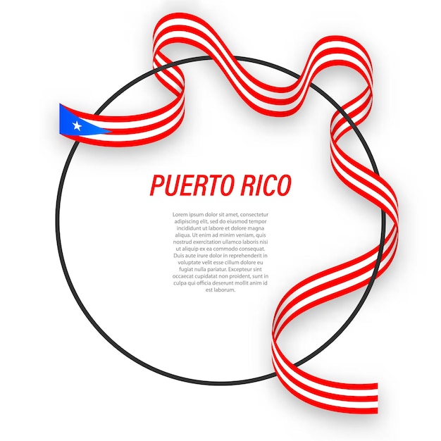 Wapperende vlag van puerto rico op cirkelframe.