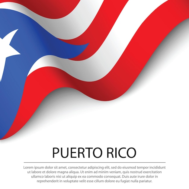 Wapperende vlag van Puerto Rico op witte achtergrond. Banner of lint vector sjabloon voor onafhankelijkheidsdag