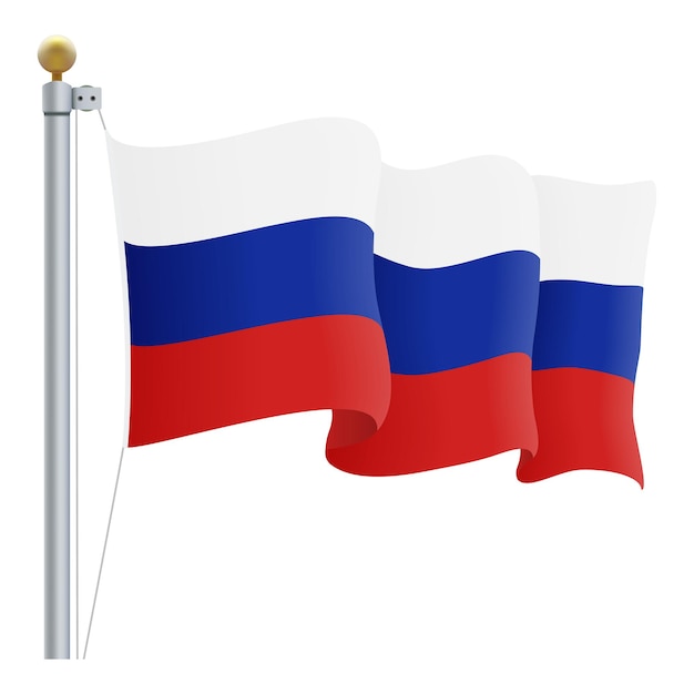 Wapperende vlag van Rusland geïsoleerd op een witte achtergrond vectorillustratie