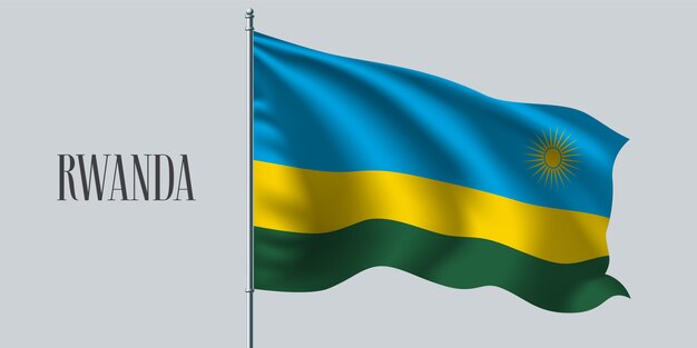 Wapperende vlag van Rwanda op vlaggenmast