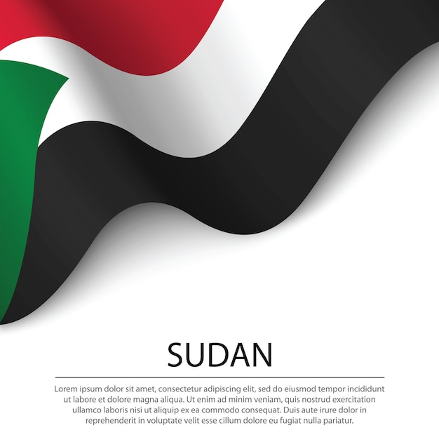Wapperende vlag van soedan op witte achtergrond. banner of lint vector sjabloon voor onafhankelijkheidsdag